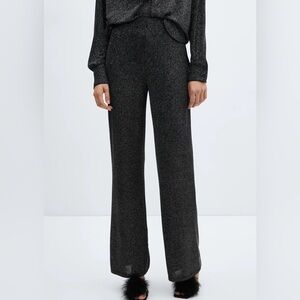 Mango Black Shimmer Wide Leg Pants